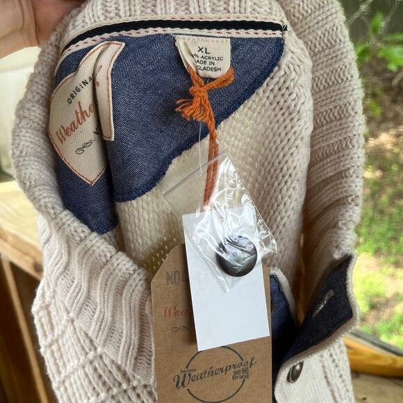 Weatherproof Vintage Men's Tan Colorblock Button Neck Sweater Size XL. NEW - Picture 5 of 9